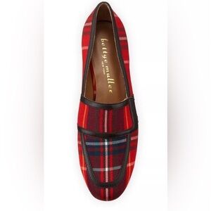Bettye Muller Tartan Plaid Red & Navy Loafers‎ 5.5